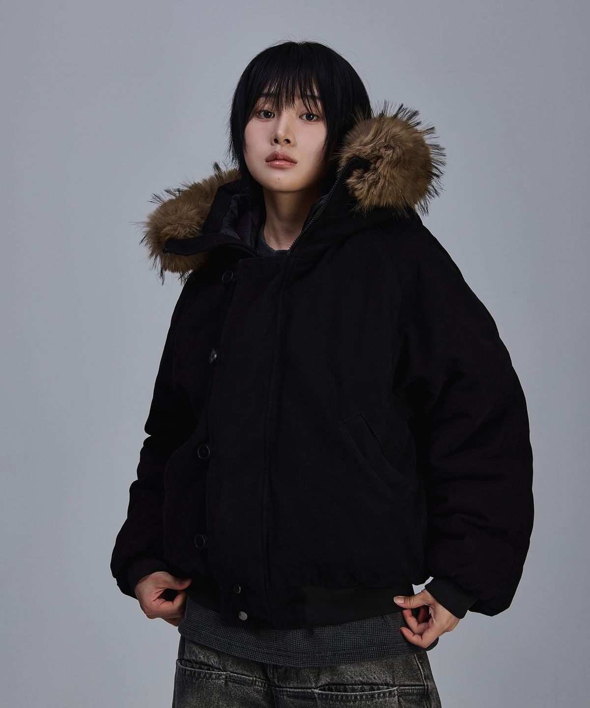 스켈리웩(SCALLYWAG) 빈티지 워시드 N2B 숏 패딩 자켓[블랙]