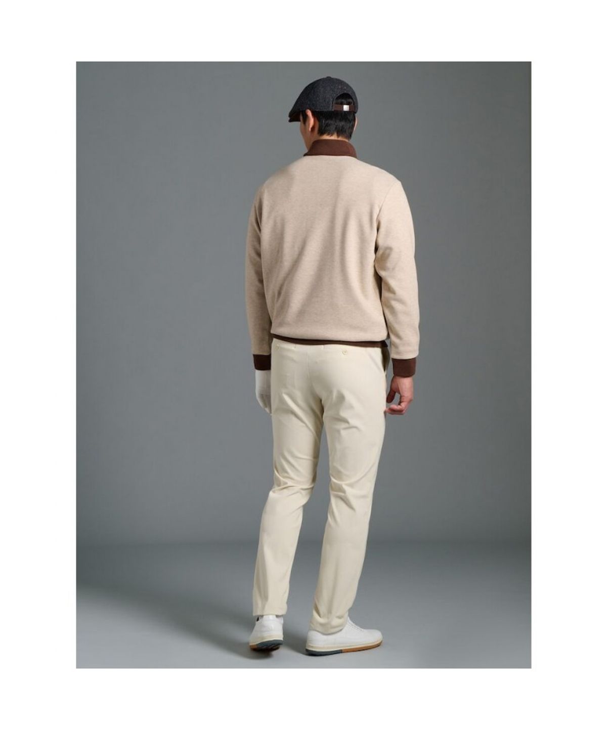 빈폴골프(BEANPOLE GOLF) 남성 니트라이크 하프 집업 티셔츠 - 베이지
