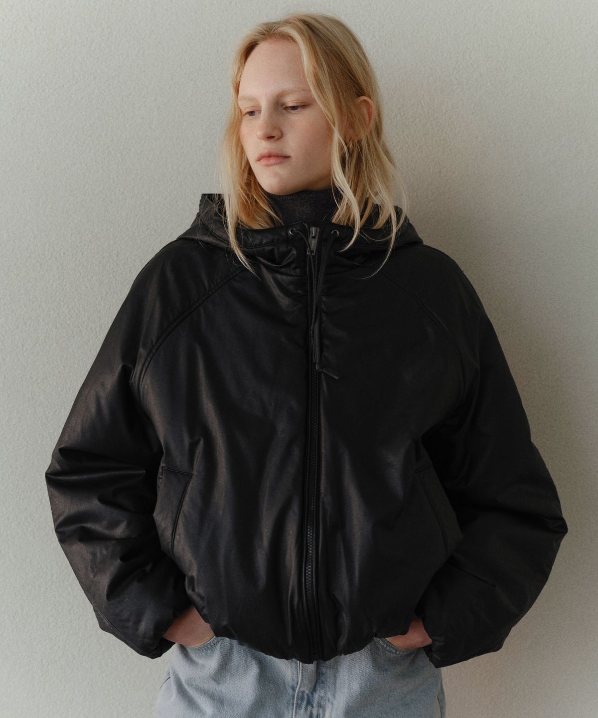 유라고(URAGO) Faux leather padded jumper