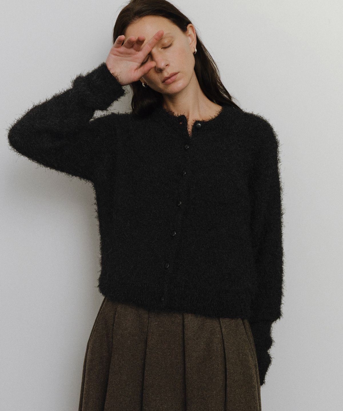 유라고(URAGO) Hairy button knit cardigan