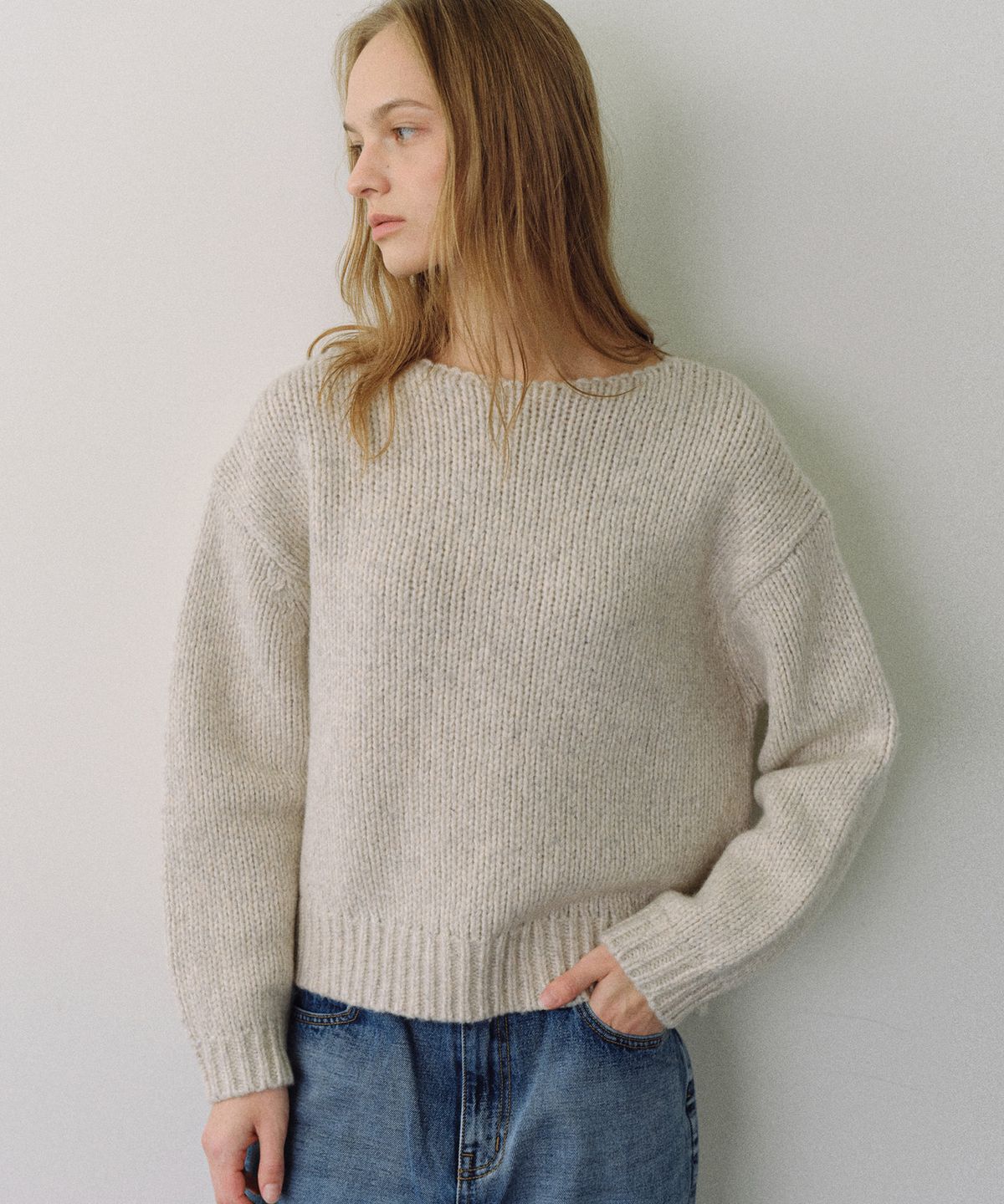 유라고(URAGO) Bulky boatneck wool knit