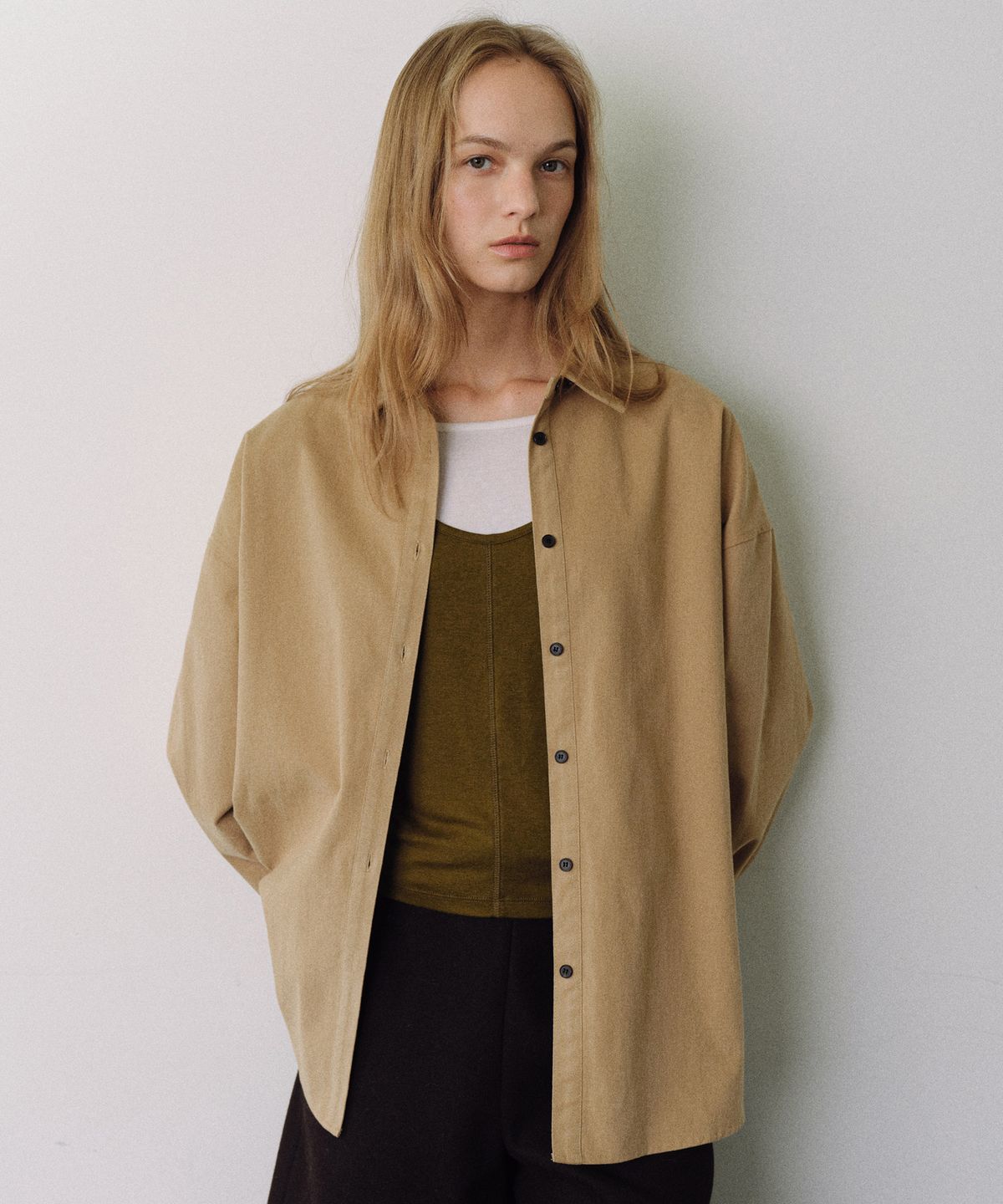 유라고(URAGO) Peach cotton boxy shirt