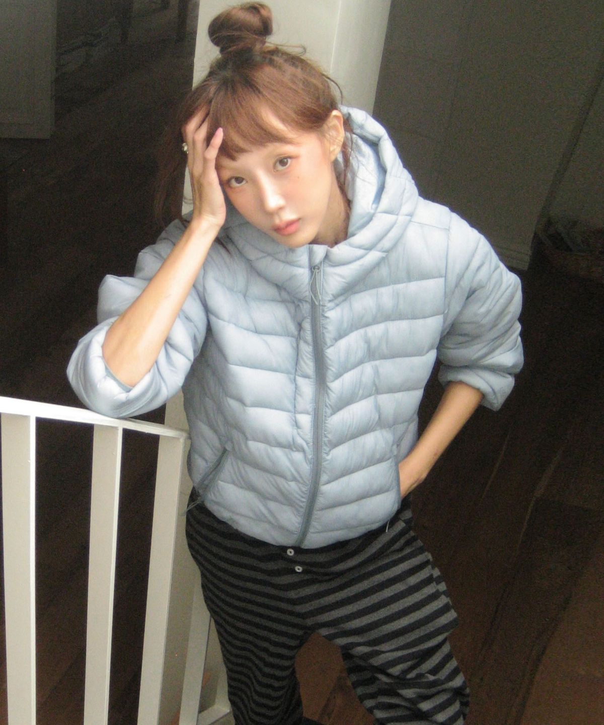 코드그라피(CGP) 경량 후드 패딩_스카이블루