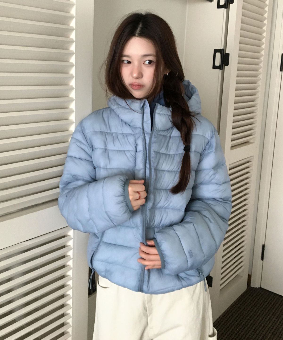 코드그라피(CGP) 경량 후드 패딩_스카이블루