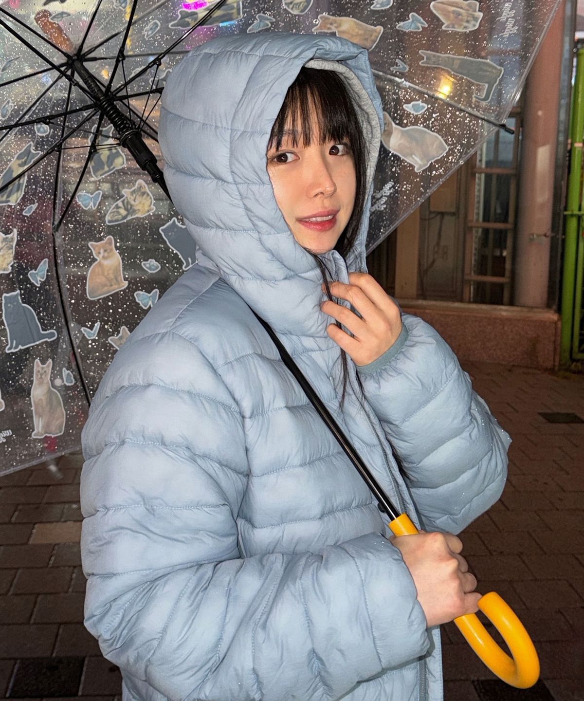 코드그라피(CGP) 경량 후드 패딩_스카이블루