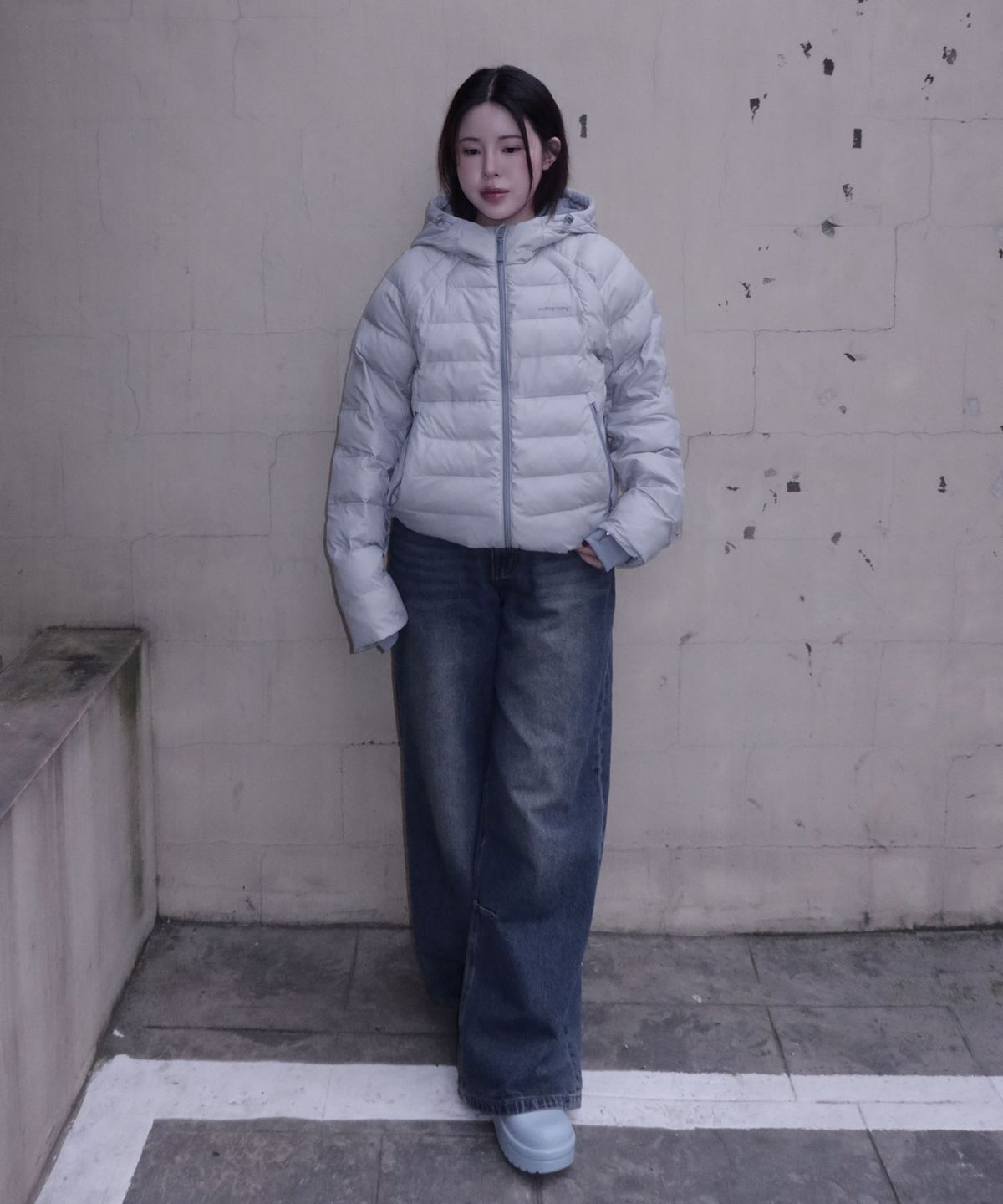코드그라피(CGP) 후드 경량 패딩 점퍼_스카이 블루
