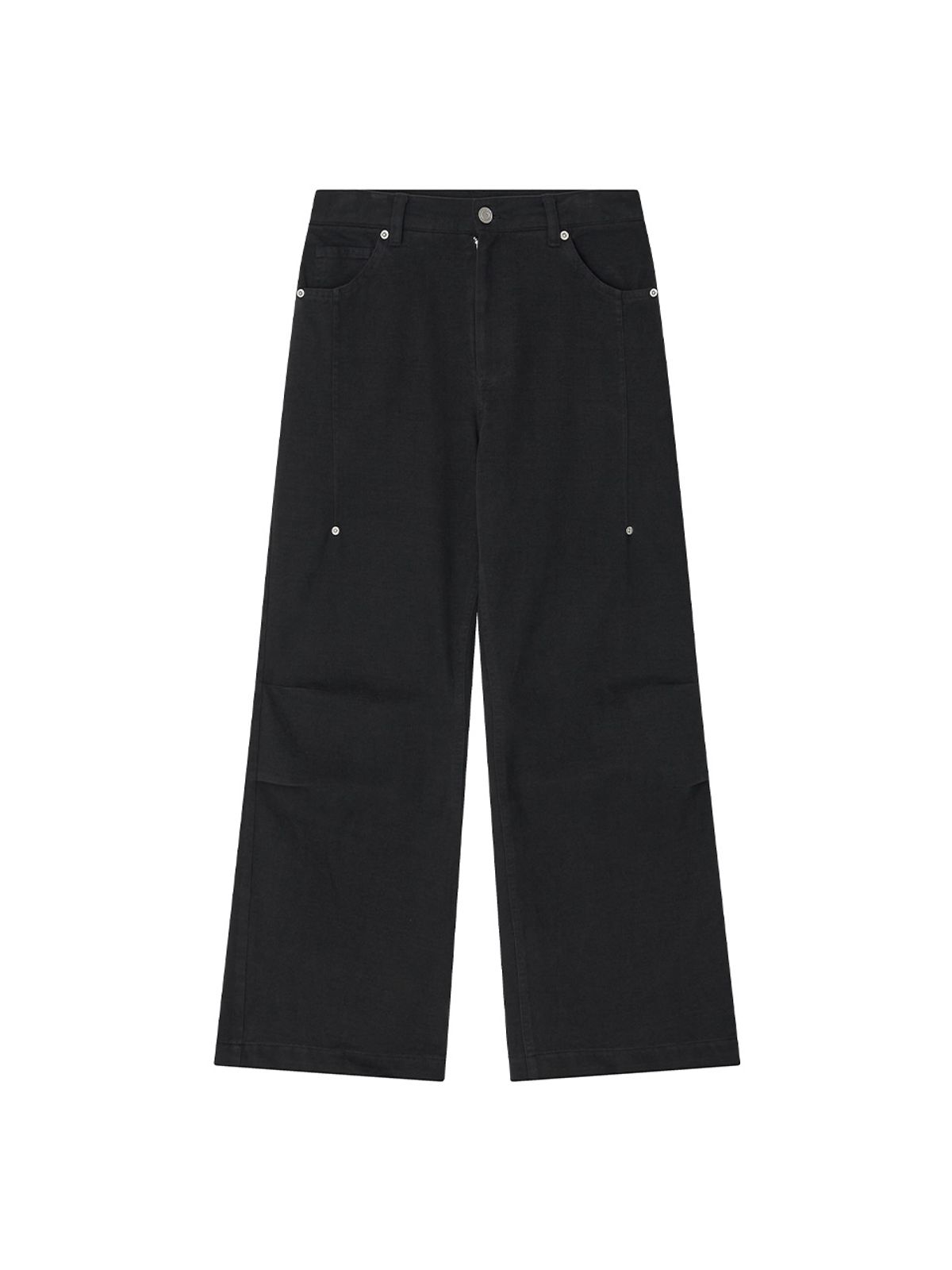 기준(KIJUN) Pleated Knee Wide Pants Black