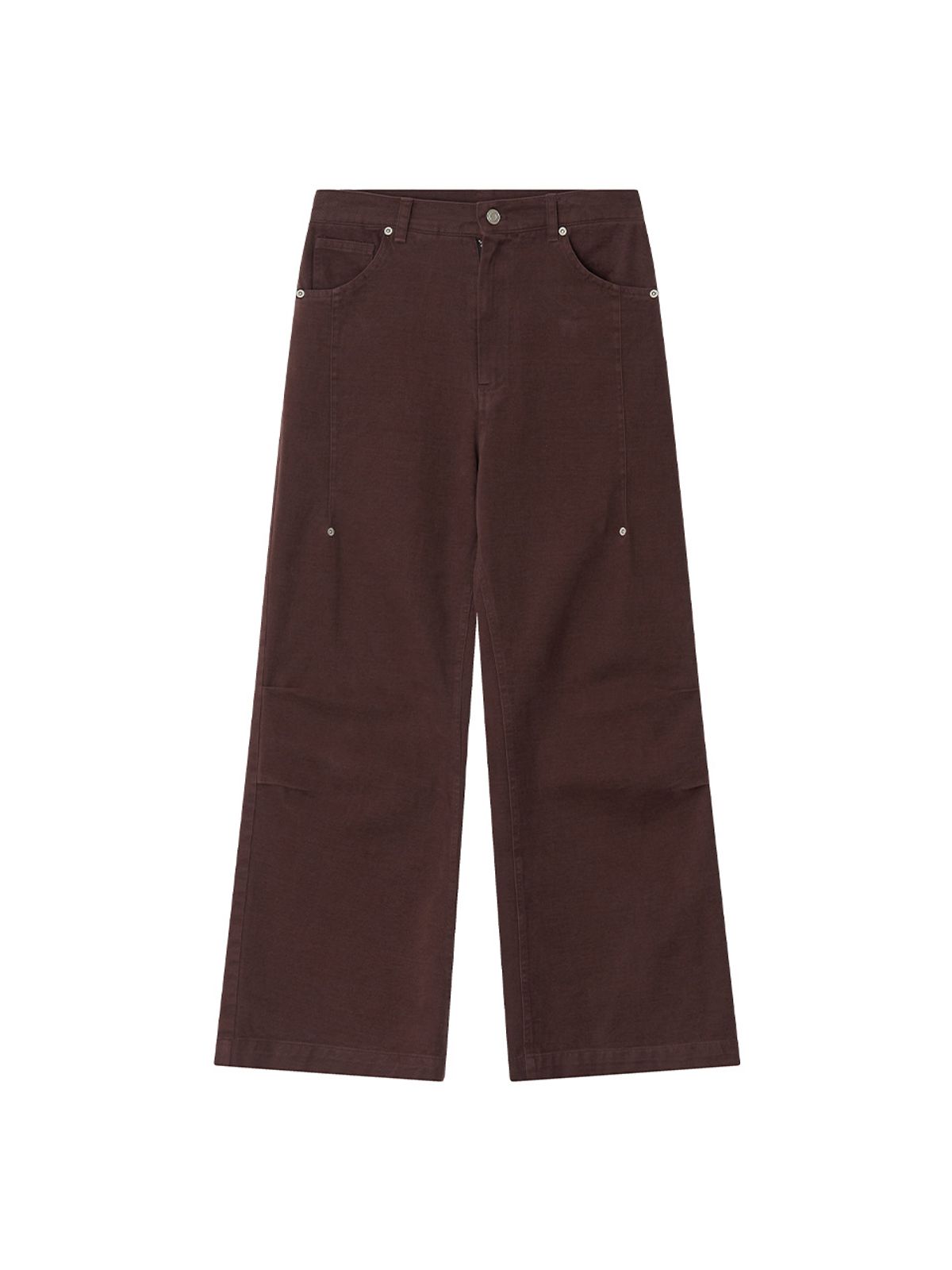 기준(KIJUN) Pleated Knee Wide Pants Burgundy