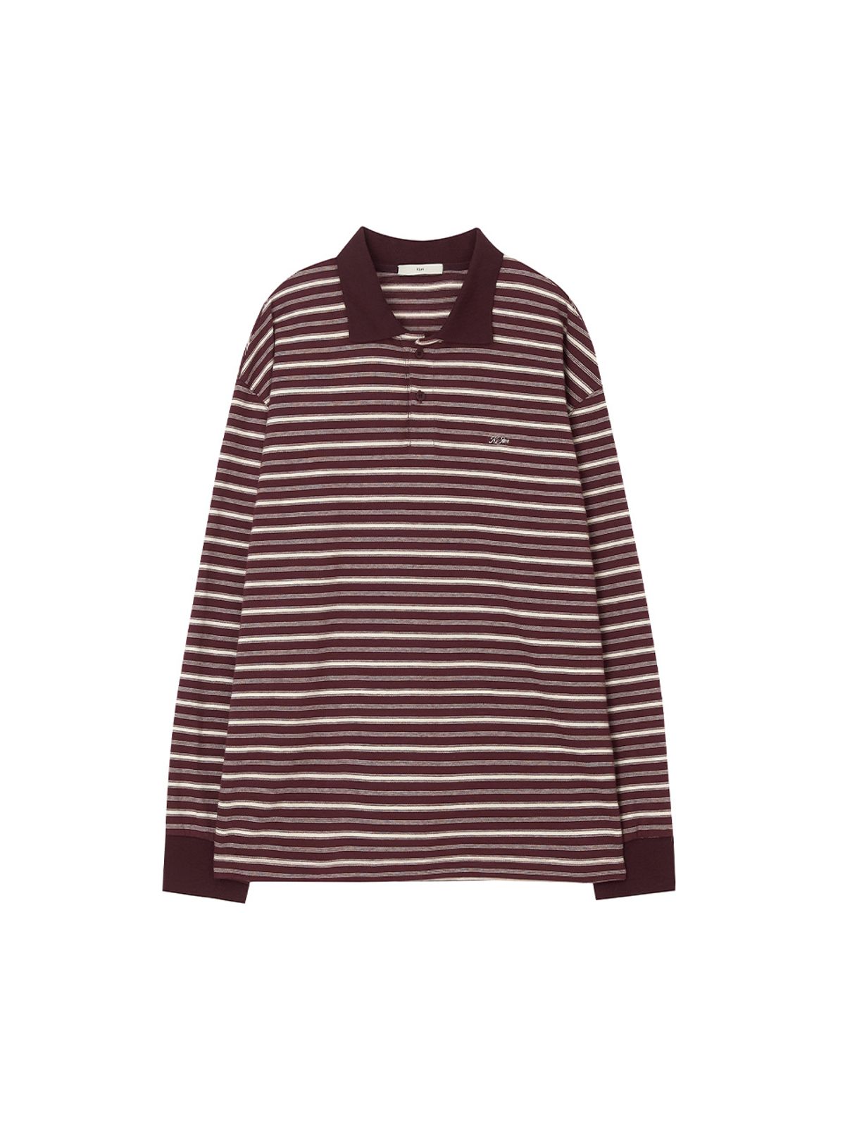 기준(KIJUN) Striped Polo Shirt Burgundy