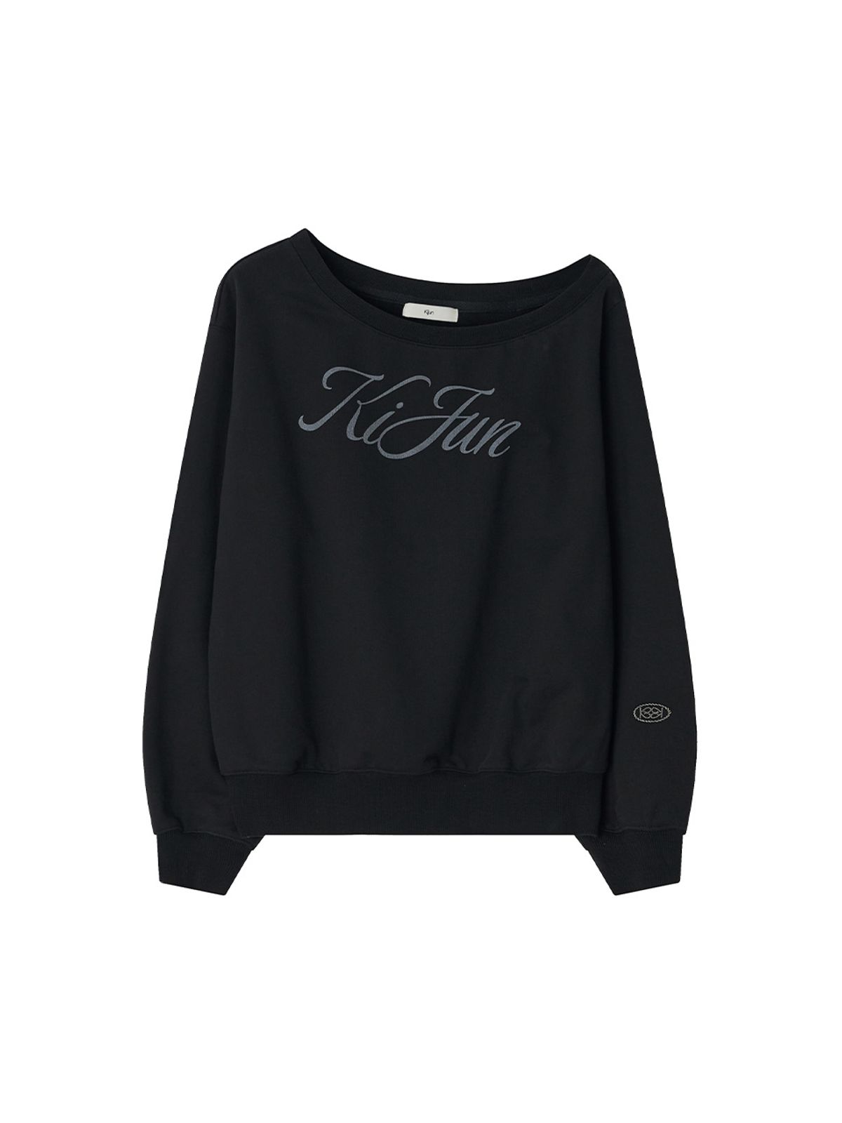 기준(KIJUN) Off-Shoulder Logo Sweatshirt Black