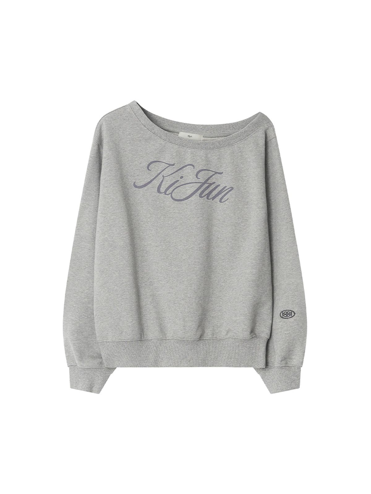 기준(KIJUN) Off-Shoulder Logo Sweatshirt Melange Grey