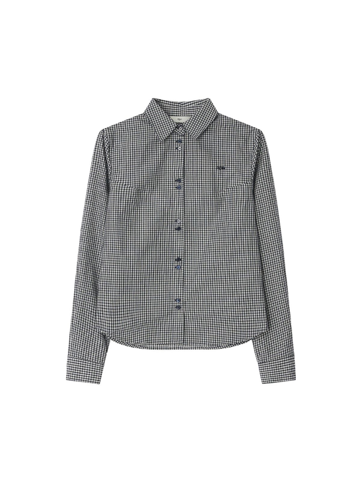 기준(KIJUN) Twin Button Check Shirt Navy