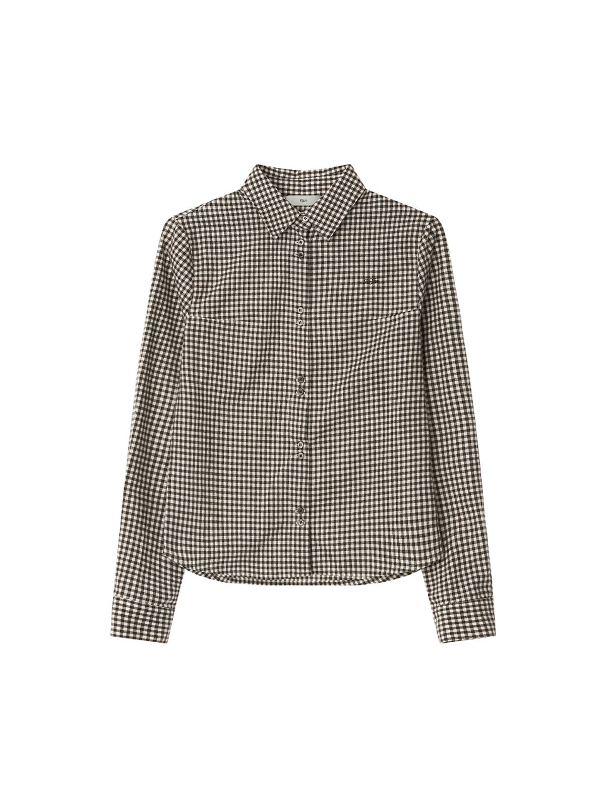 기준(KIJUN) Twin Button Check Shirt Brown