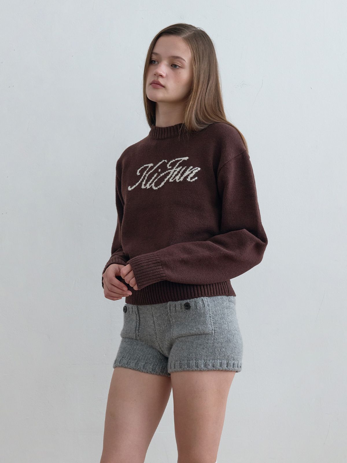 기준(KIJUN) Signature Logo Knit Brown