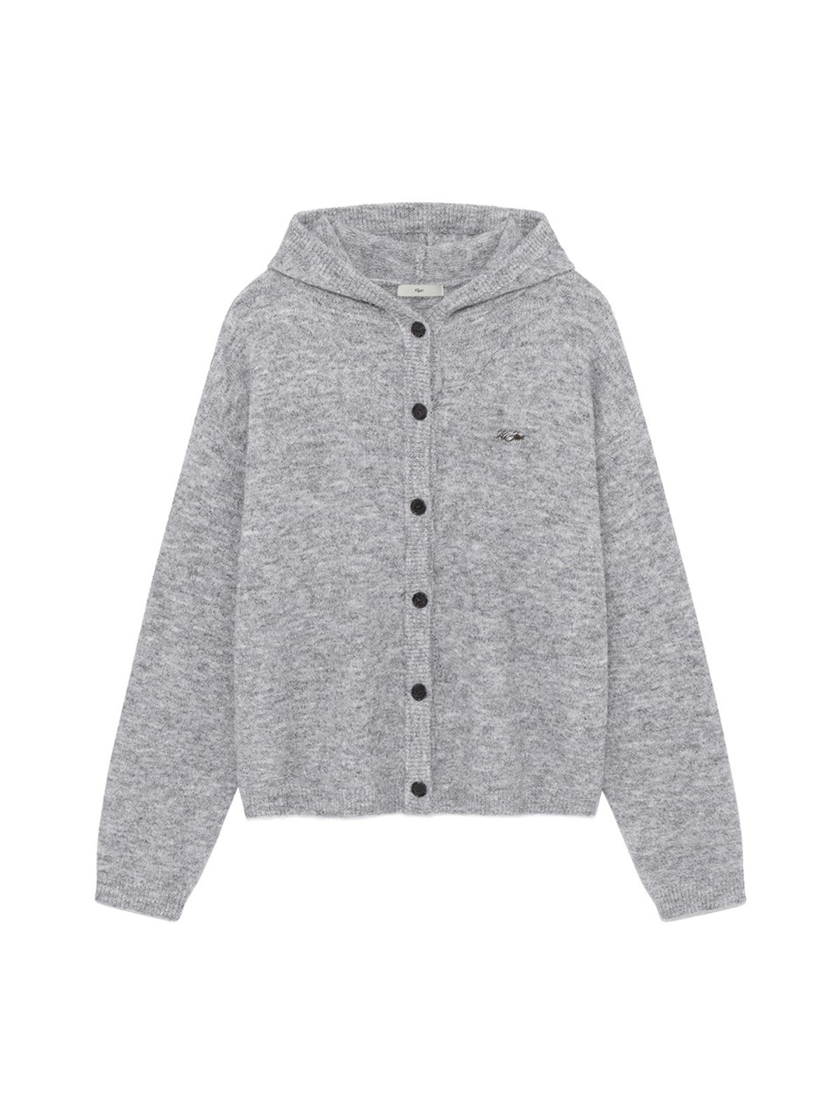 기준(KIJUN) Soft Wool Knit Hoodie Melange Grey