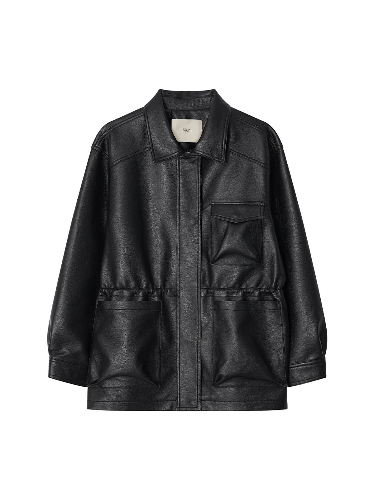 기준(KIJUN) Oversized Leather Jacket Black