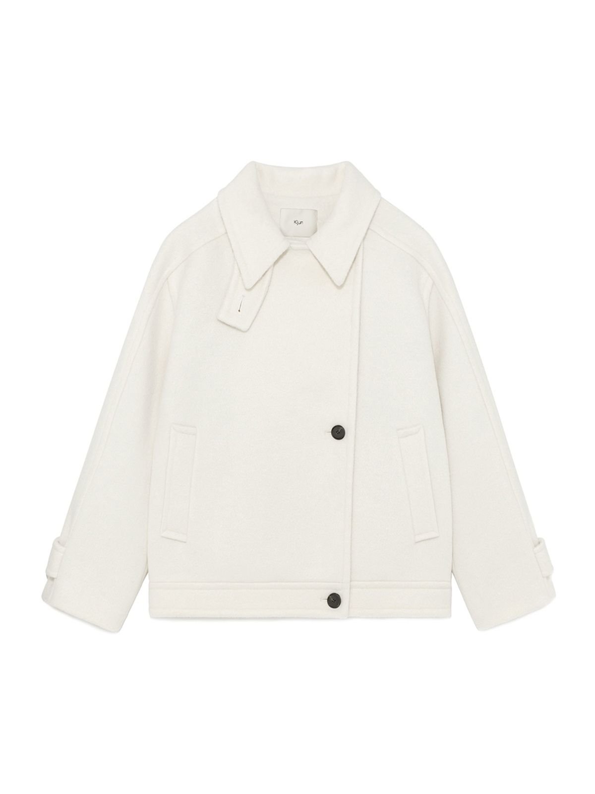 기준(KIJUN) Wool High Neck Half Coat Ivory