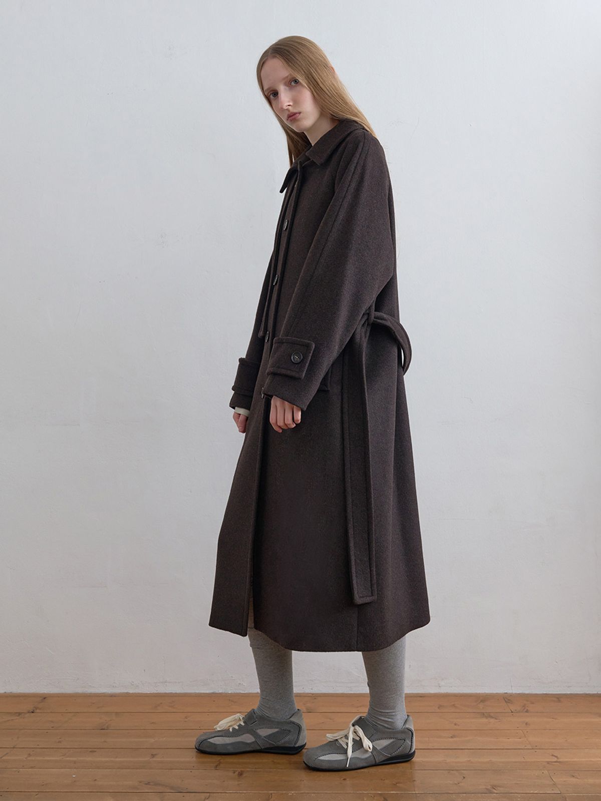 기준(KIJUN) Wool Balmacaan Coat Dark Brown