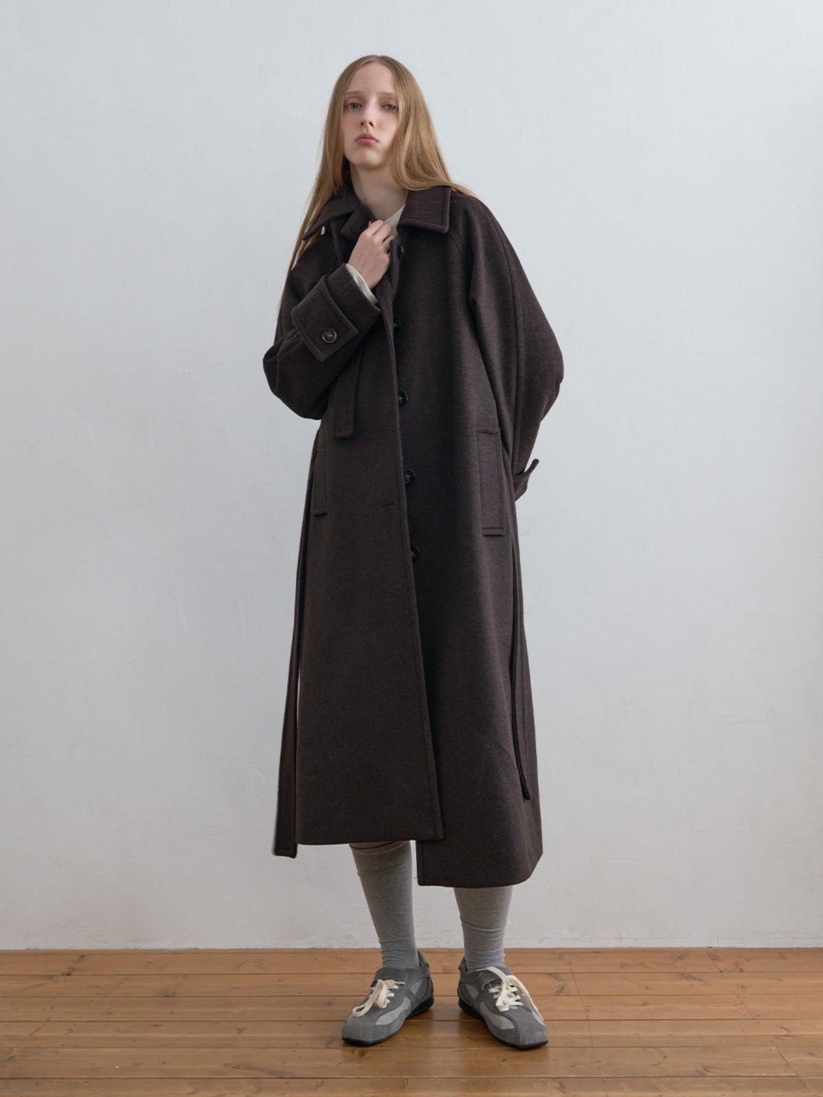 기준(KIJUN) Wool Balmacaan Coat Dark Brown