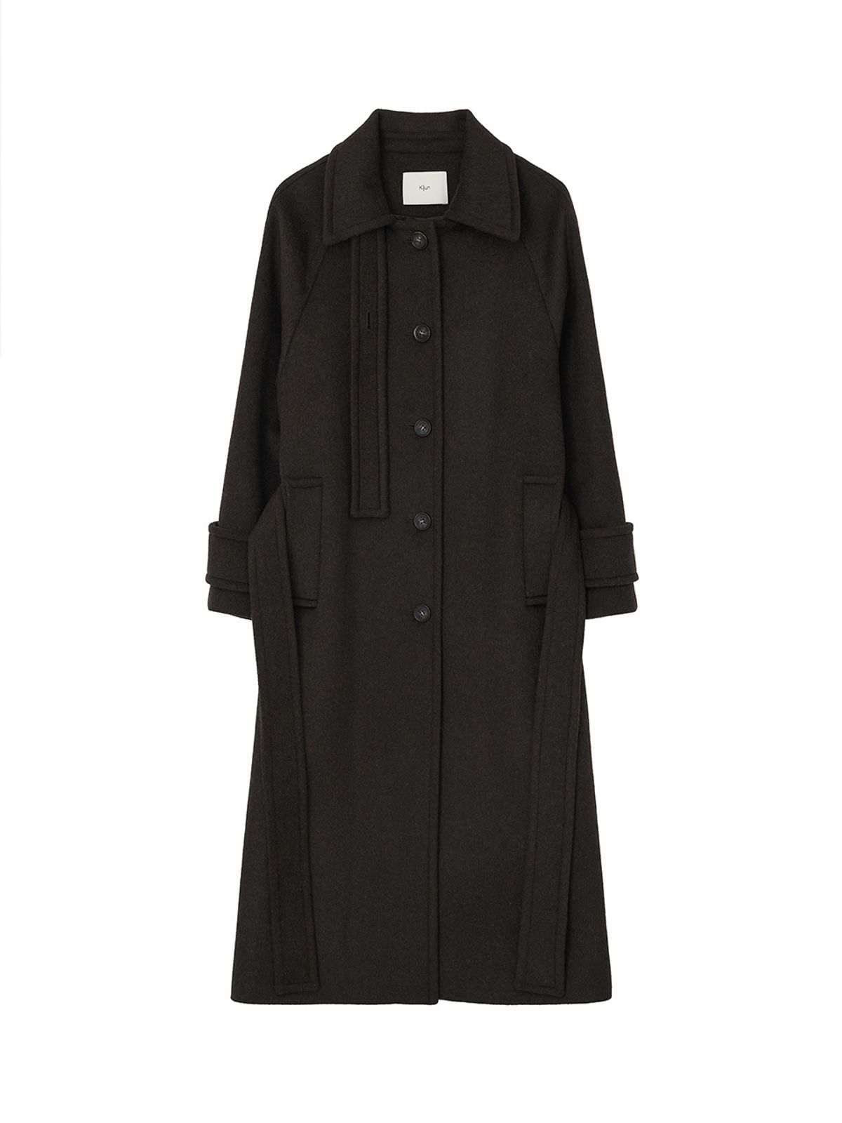기준(KIJUN) Wool Balmacaan Coat Dark Brown