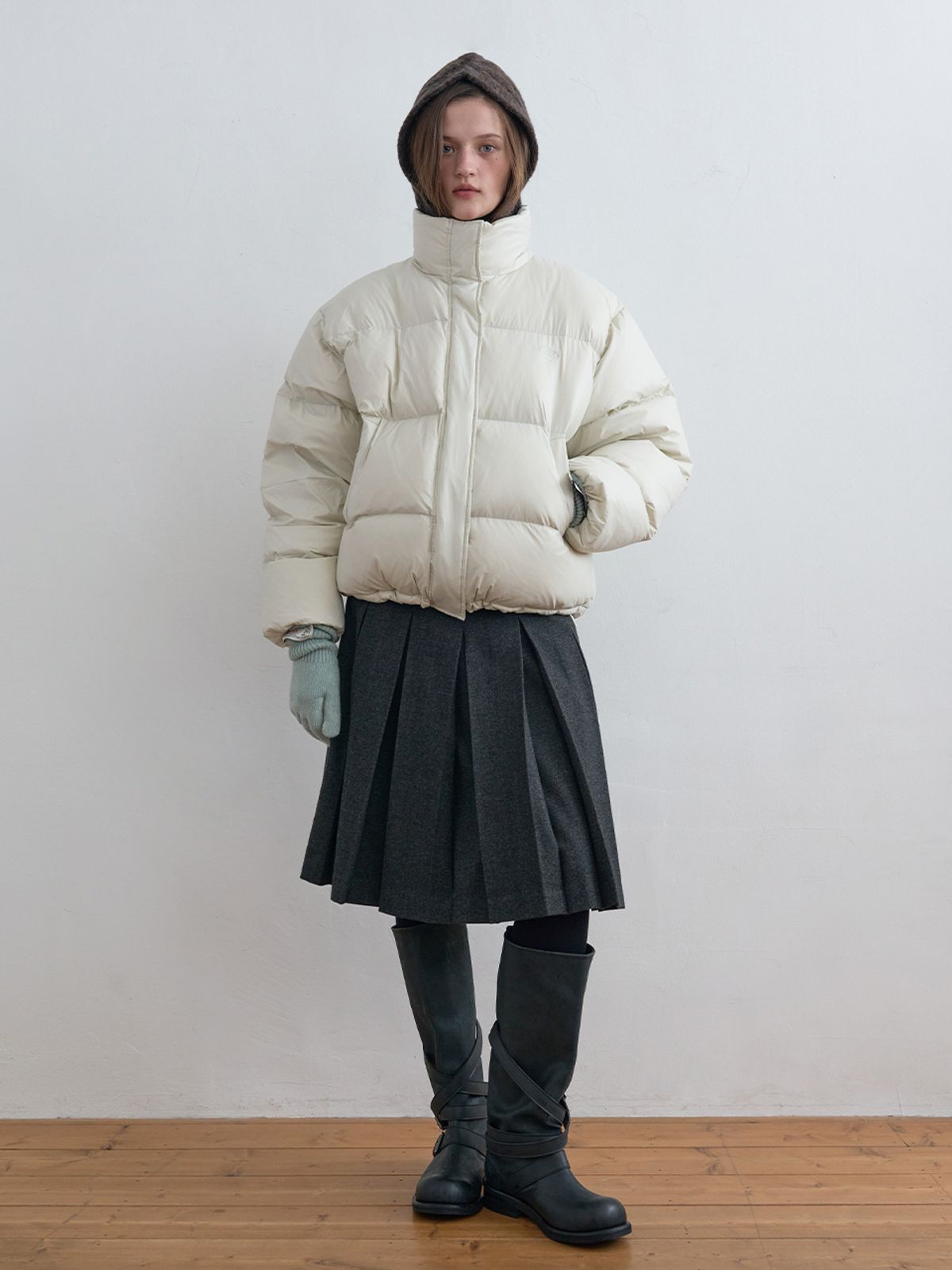 기준(KIJUN) Soft Glow Puffer Jacket Ash Beige