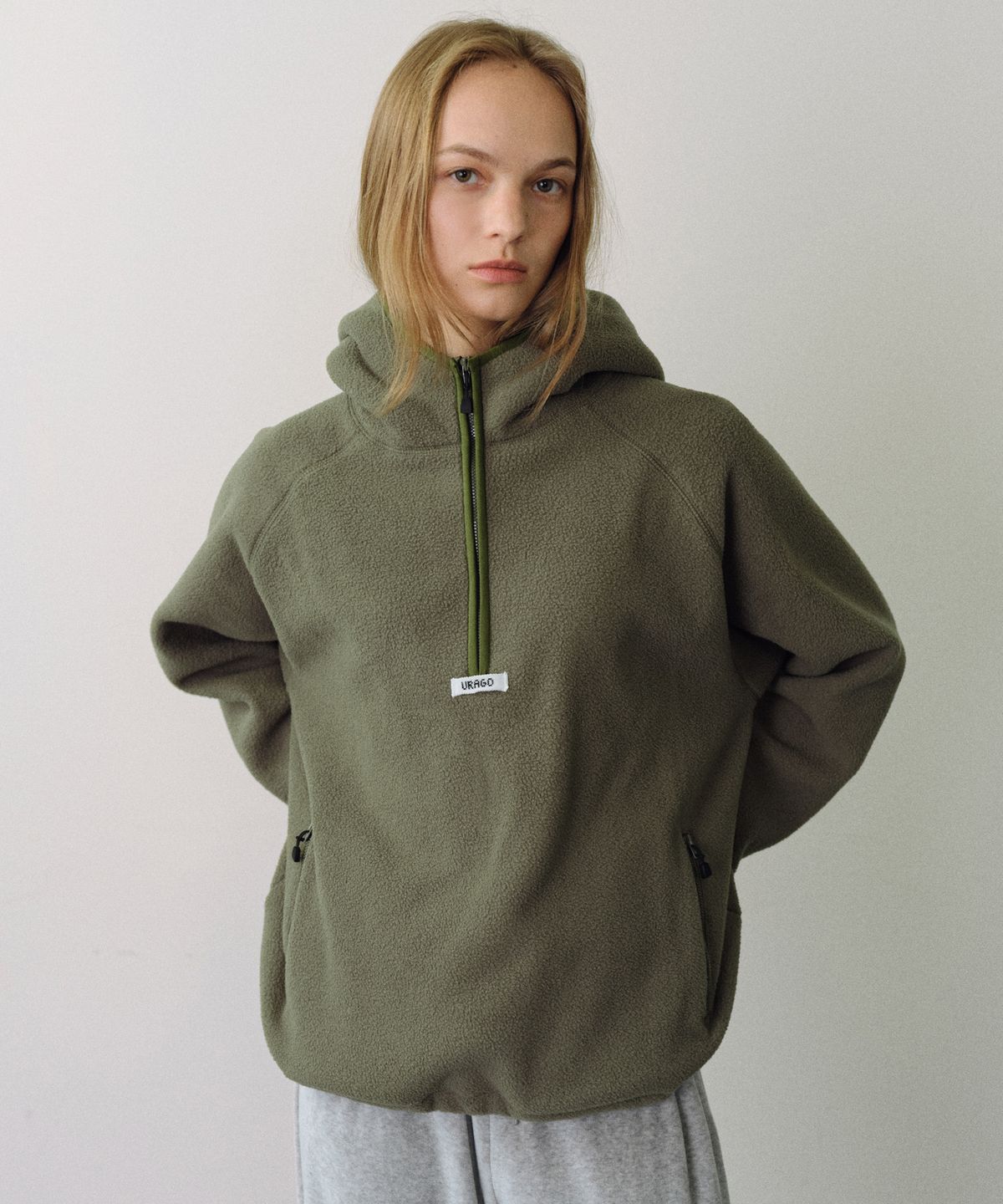 유라고(URAGO) Fleece hoodie half zip-up