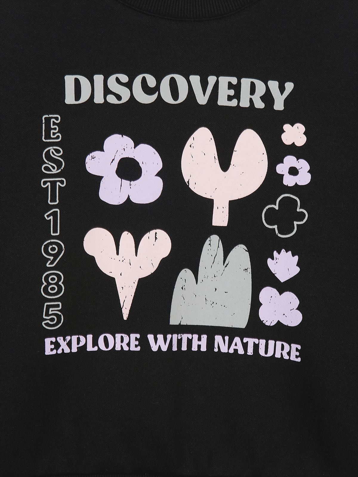 디스커버리 키즈(DISCOVERY KIDS) 여아 그래픽 맨투맨 세트 (BLACK)