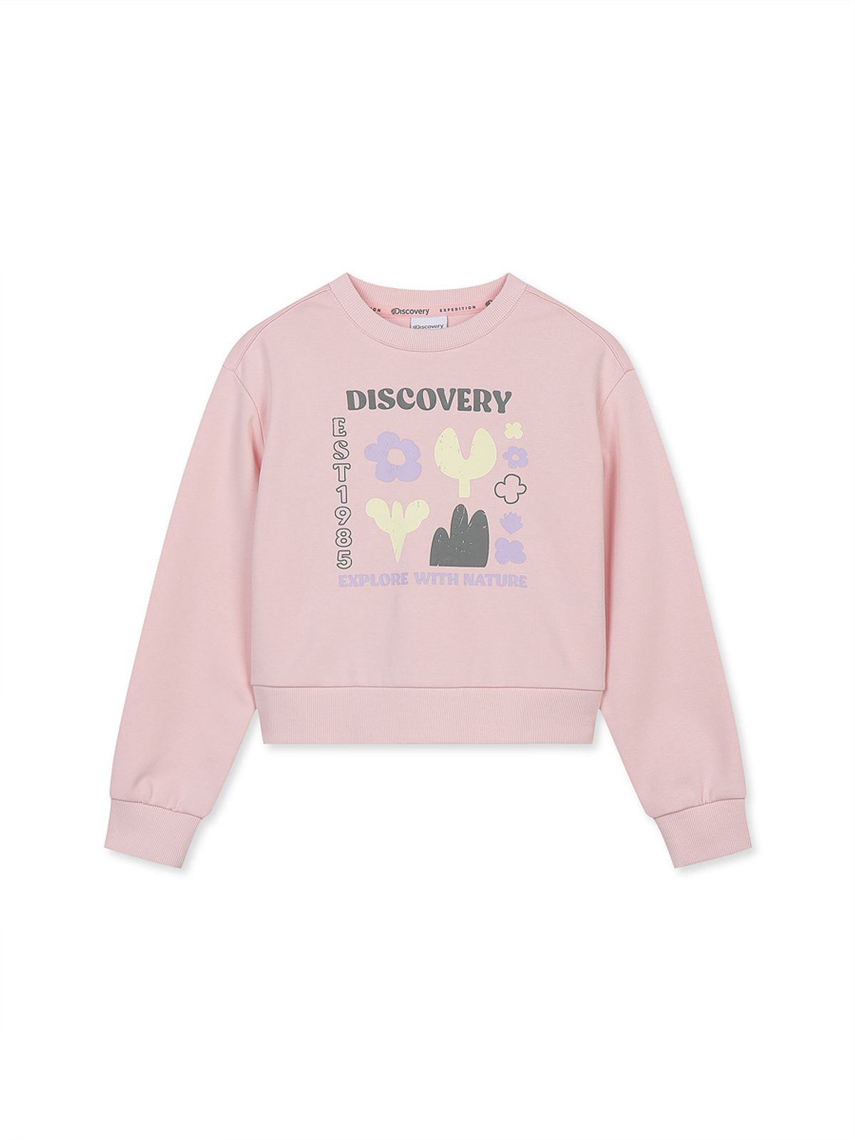 디스커버리 키즈(DISCOVERY KIDS) 여아 그래픽 맨투맨 세트 (L/PINK)