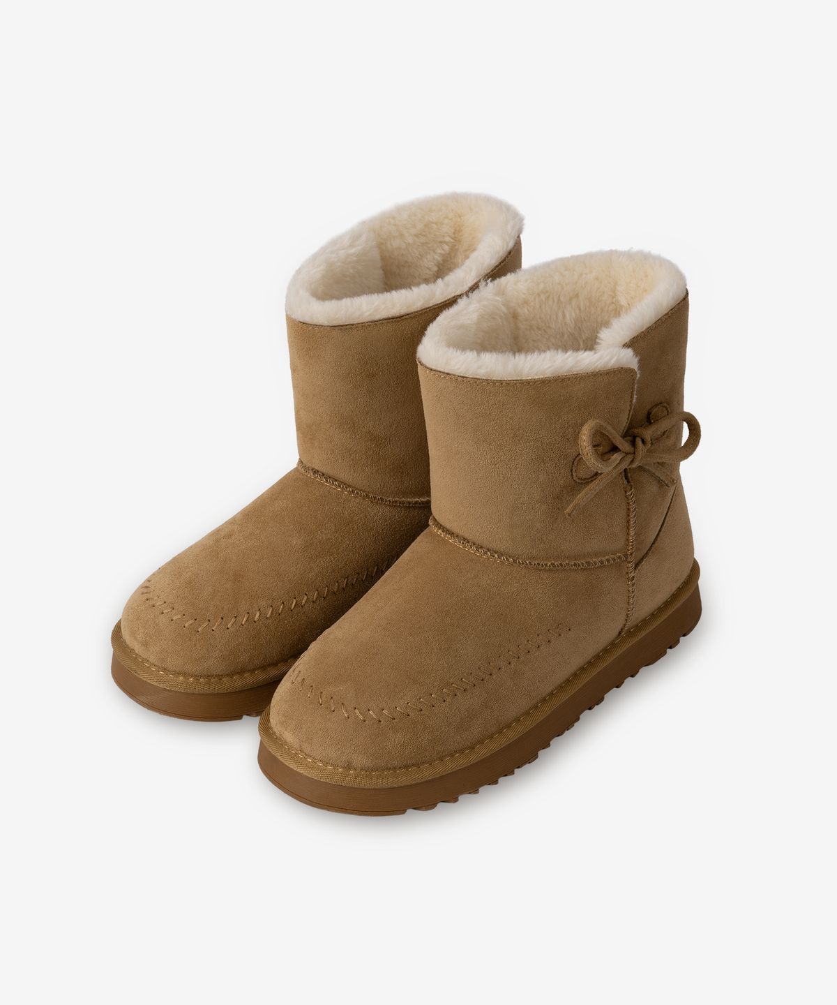드로우핏 우먼(DRAWFIT WOMEN) 모엘 롤 리본 방한 부츠 [BEIGE]