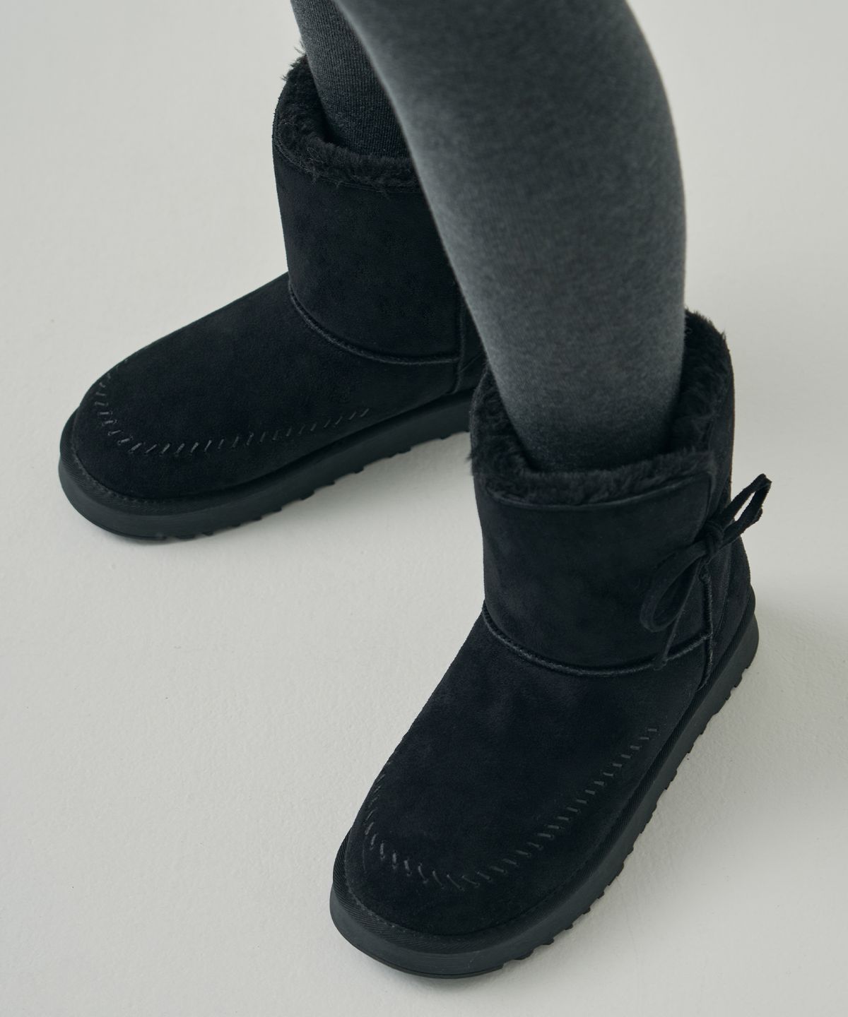 드로우핏 우먼(DRAWFIT WOMEN) 모엘 롤 리본 방한 부츠 [BEIGE]