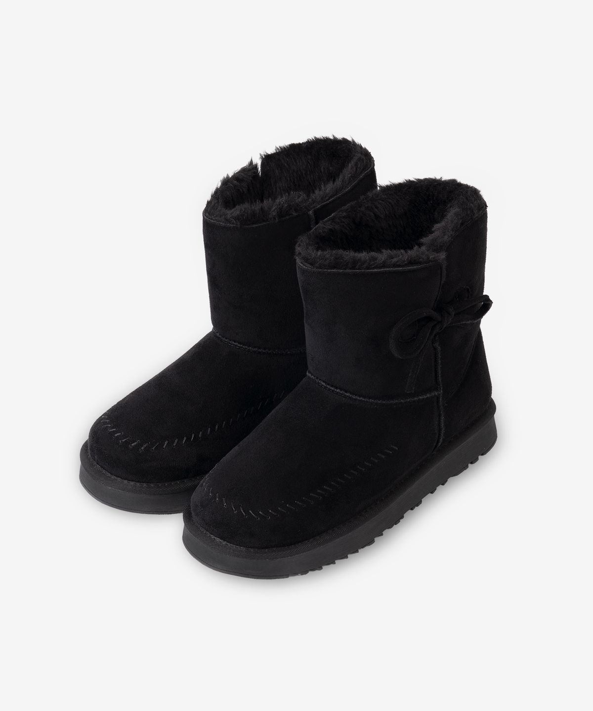 드로우핏 우먼(DRAWFIT WOMEN) 모엘 롤 리본 방한 부츠 [BLACK]