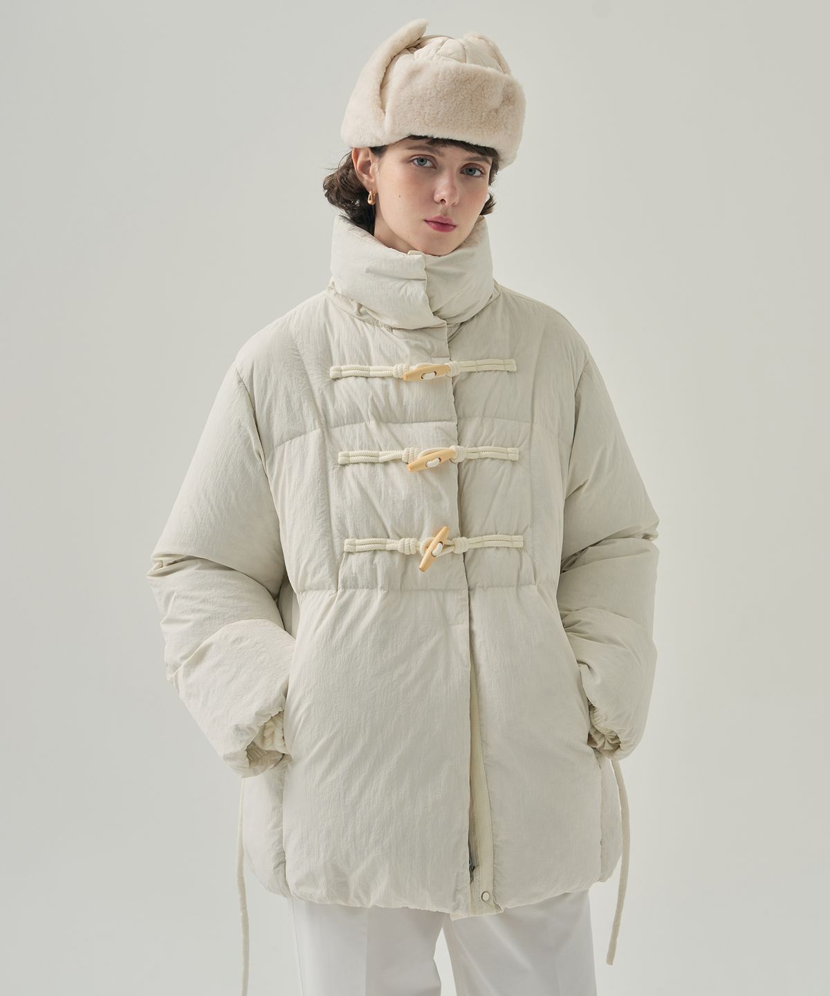 드로우핏 우먼(DRAWFIT WOMEN) 패딩 이어플랩 트루퍼 햇 [IVORY]
