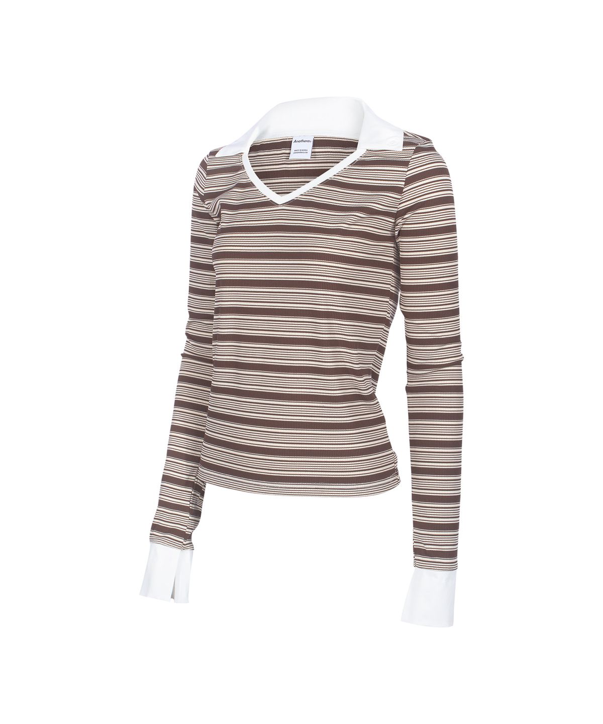 어나더에이(ANOTHER A) SHIRT LAYERED STRIPE TOP_Brown