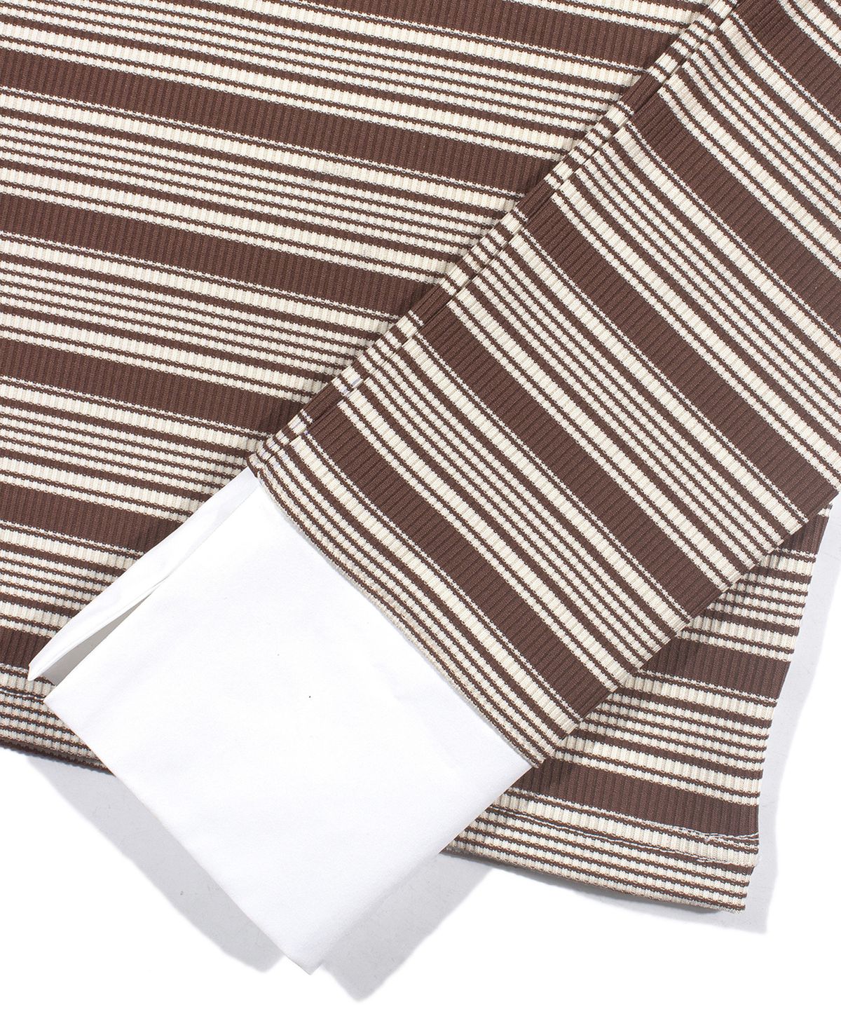 어나더에이(ANOTHER A) SHIRT LAYERED STRIPE TOP_Brown