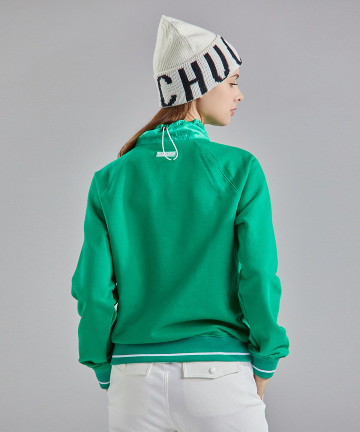 츄쿠츄(CHUCUCHU) CBEFW-STS006W 믹스 하프 집업 탑