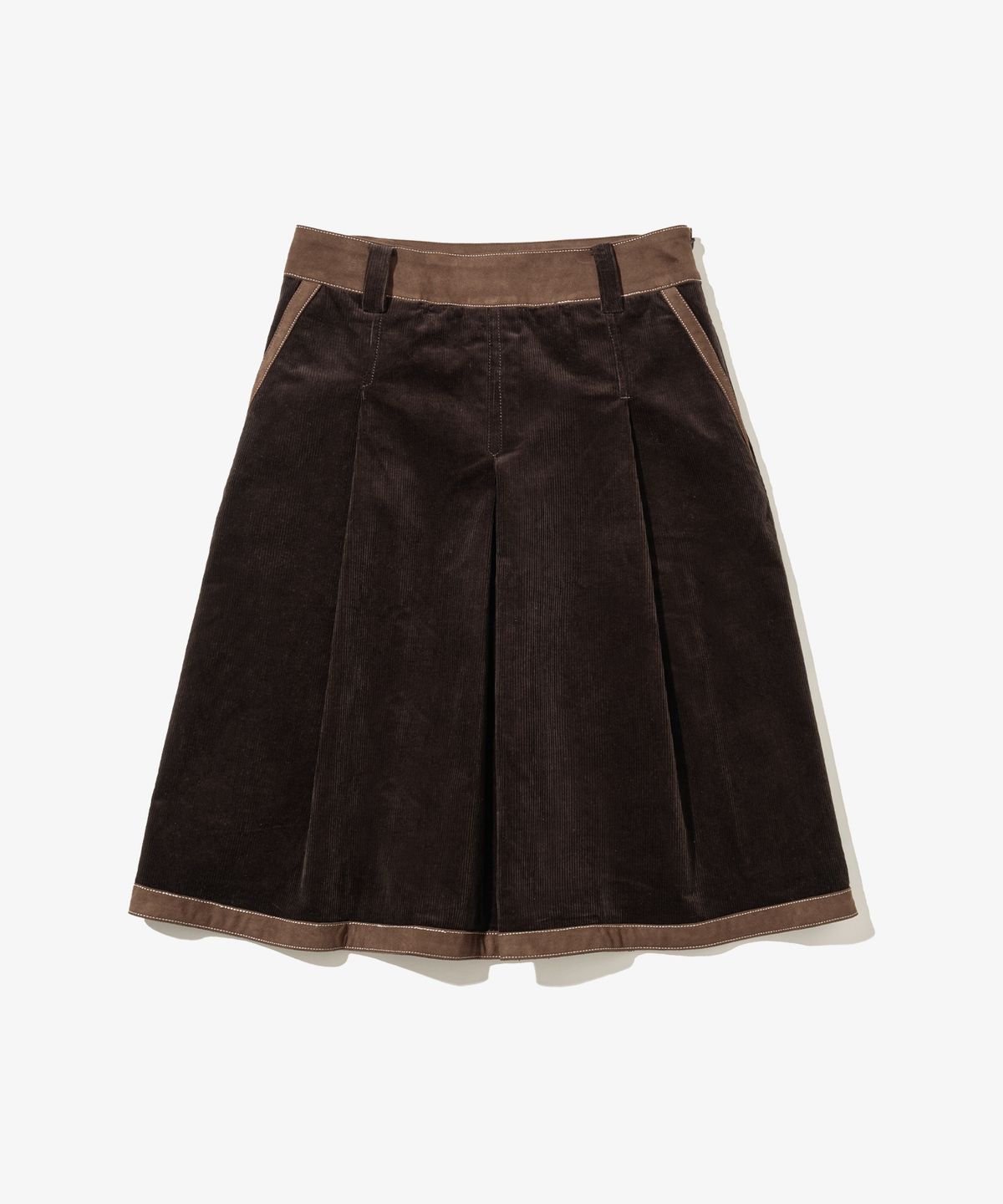 시티브리즈(CITYBREEZE) 코듀로이 배색 스커트_BROWN