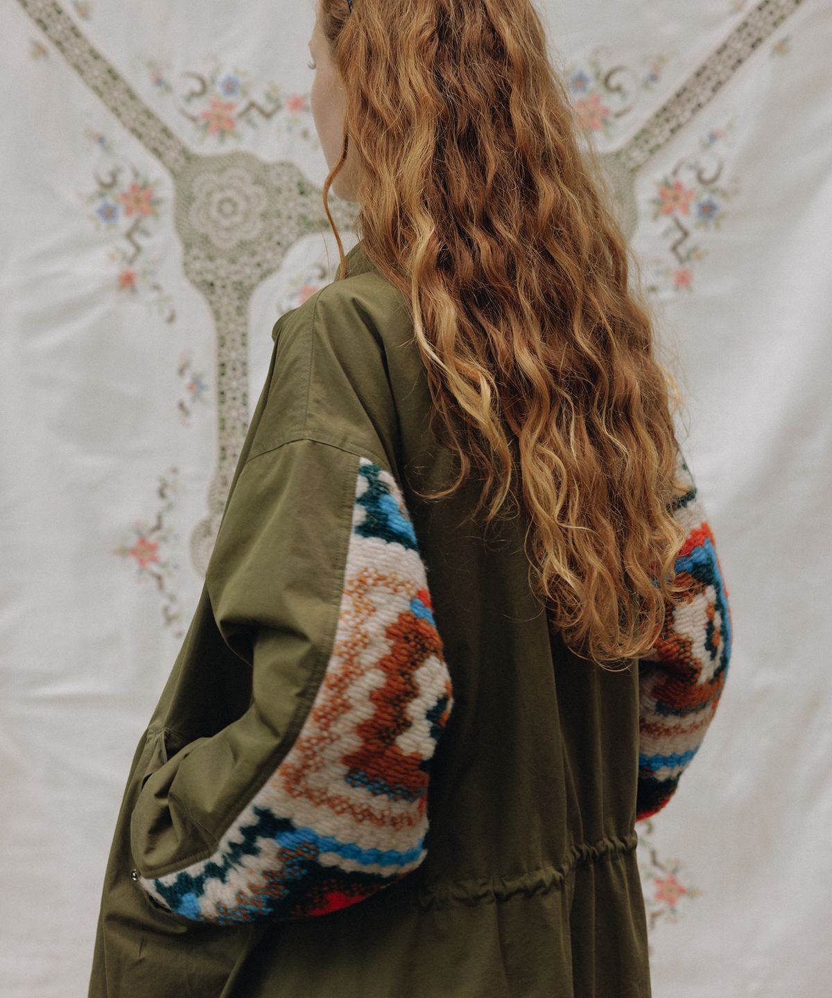 프리터(FRITUR) Crochet Quilted Fishtail Jacket Khaki_F263JK10