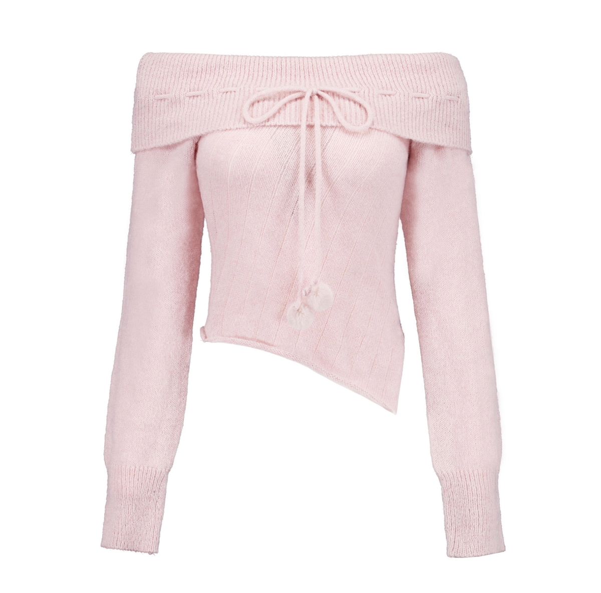 포어링(FORUSRING) Cotton candy off-shoulder knit (pink)