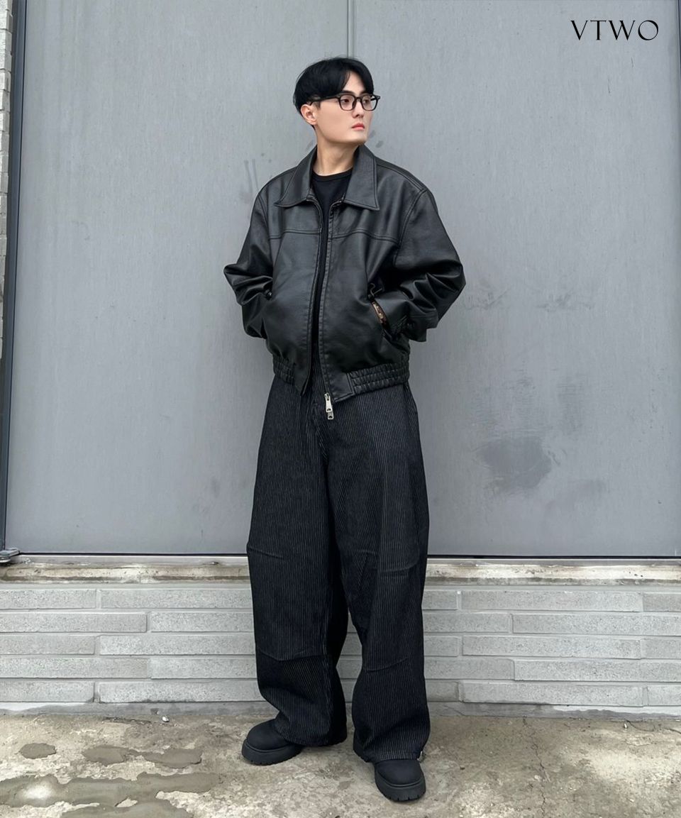 MUSINSA公式 | VTWO 8267 ウォッシュドレザー ブルゾン ジャンパー