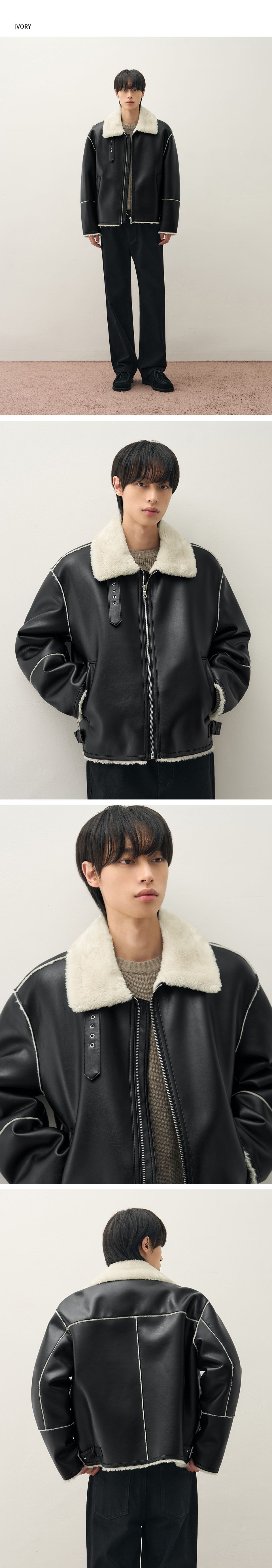 MUSINSA公式 | DRAW FIT Oversized Line Mustang Jacket [BLACK]