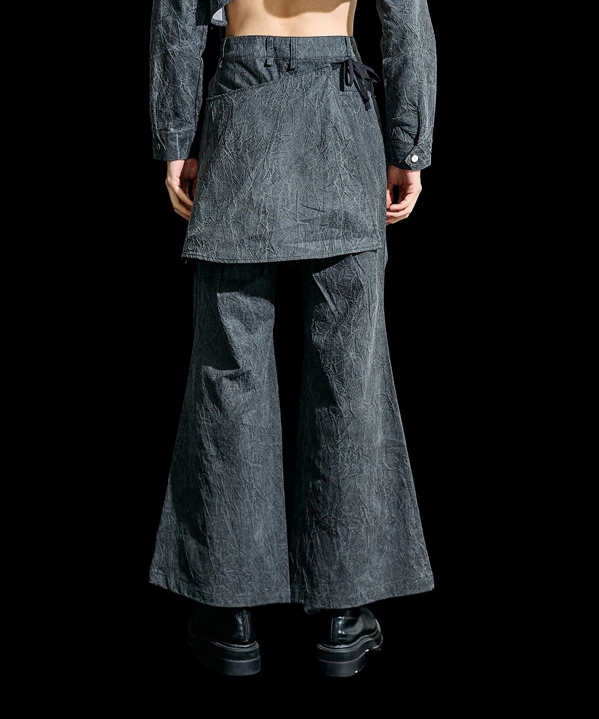 레큘리(RECULER) Wrinkle Skirt pants Charcoal