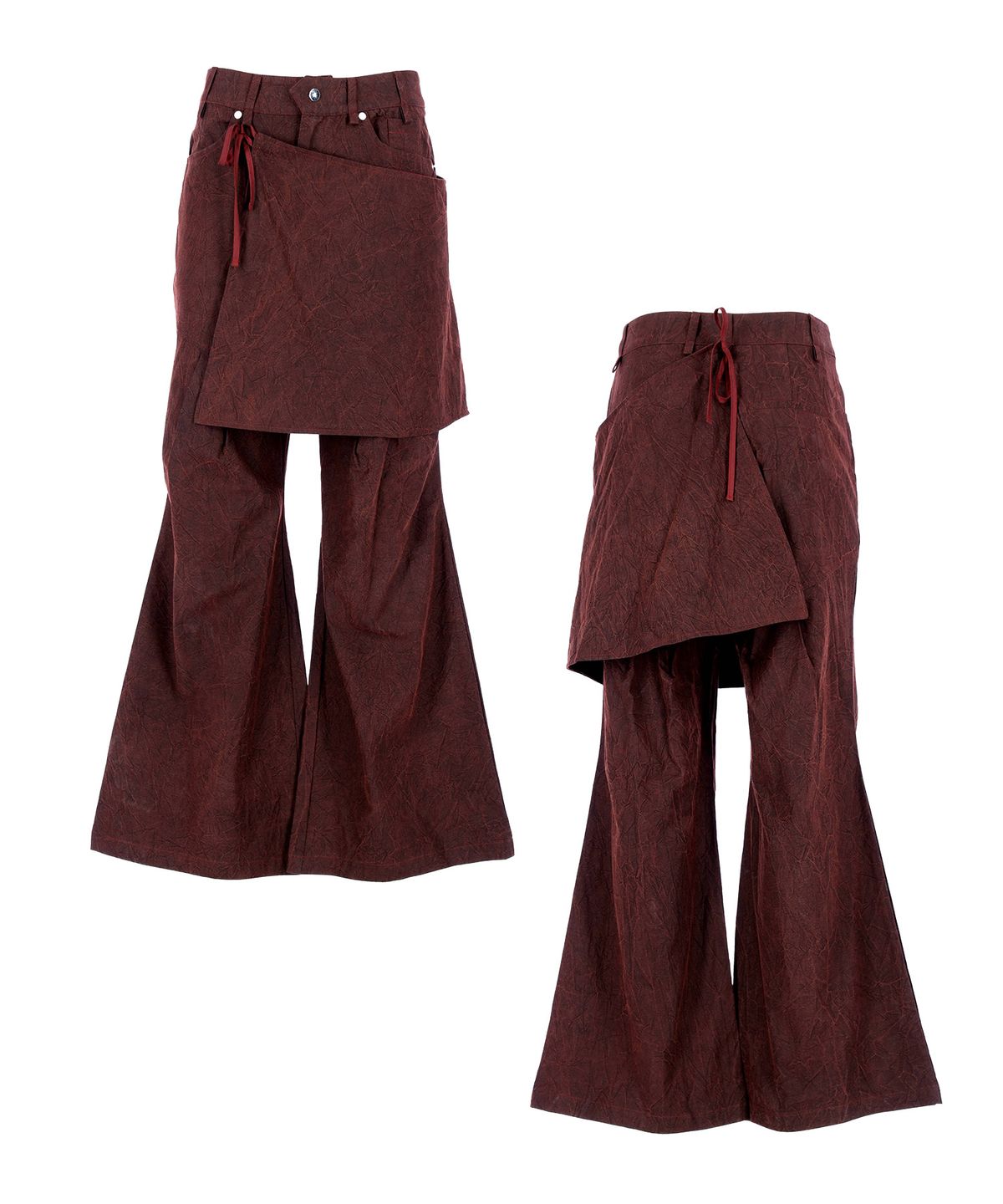레큘리(RECULER) Wrinkle Skirt pants Burgundy
