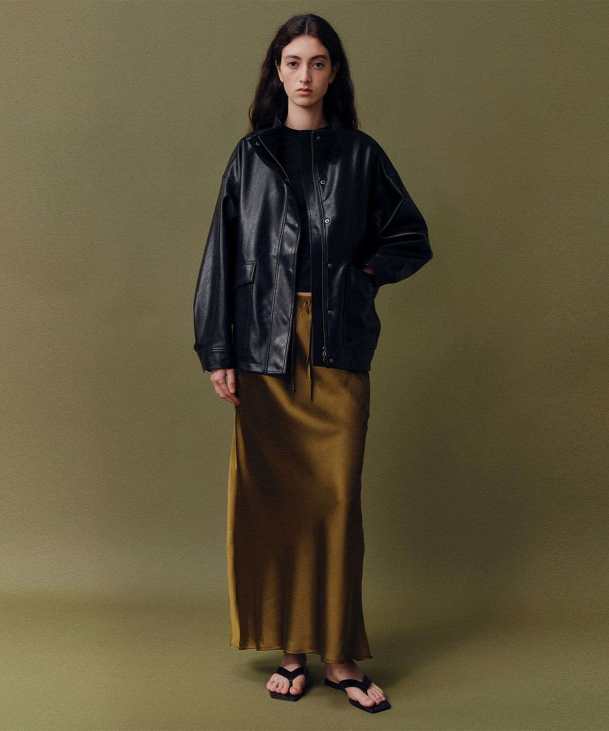 베이오드(BAIE OUD) High neck faux leather jacket_black