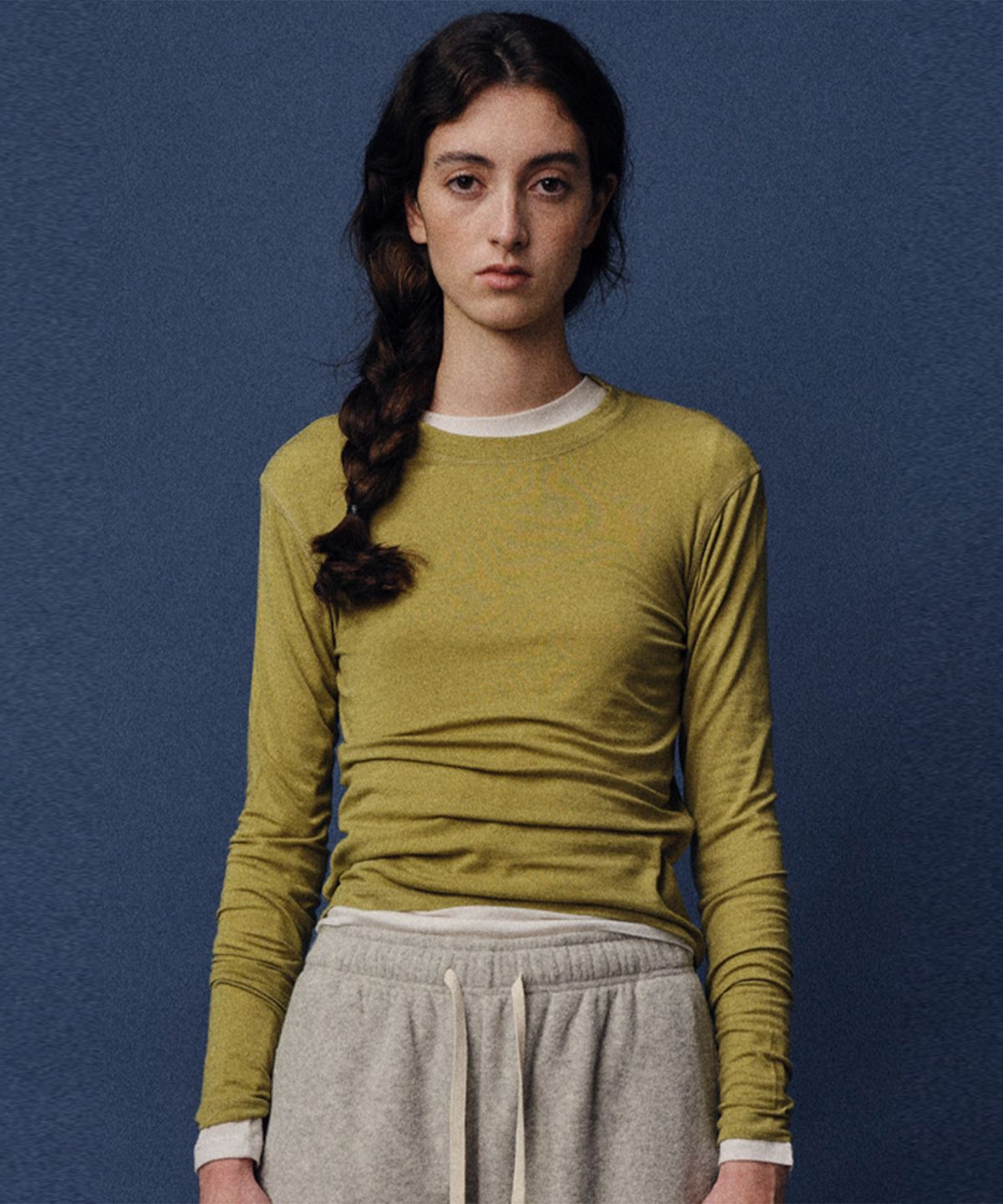 베이오드(BAIE OUD) Basic wool round T-shirt_olive