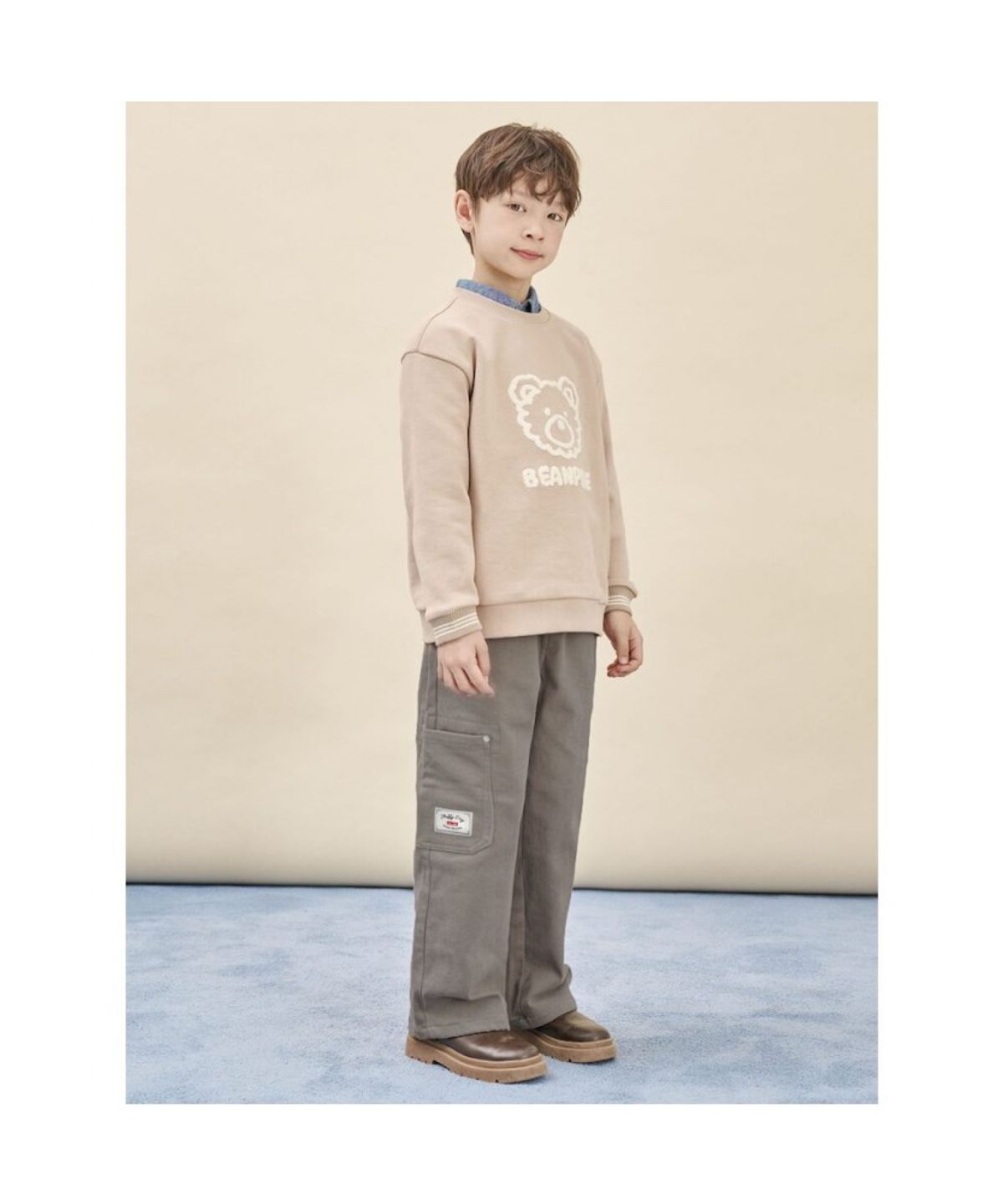 빈폴 키즈(BEANPOLE KIDS) 자수 곰돌이 폴키 스웨트 셔츠  베이지 (BI5X41U08A) (BI5X41U08A) (BI5X41U08A)