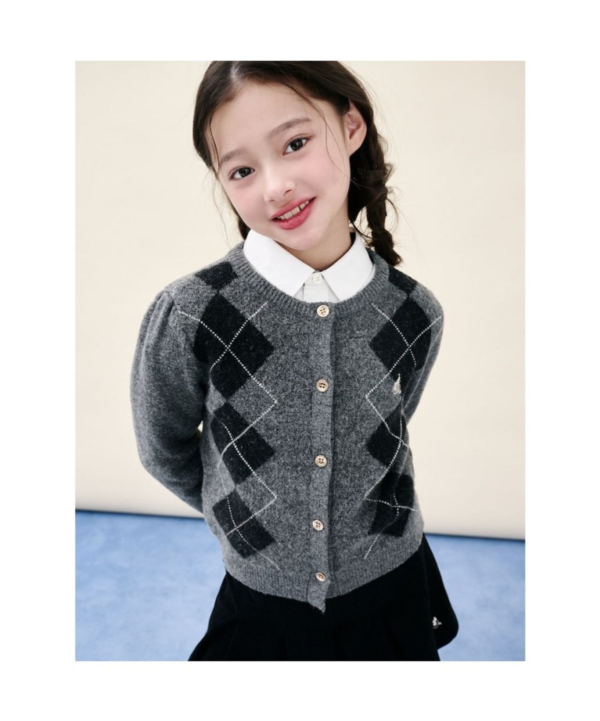 빈폴 키즈(BEANPOLE KIDS) 여아 아가일 카디건  애쉬 (BI5X5AG014)