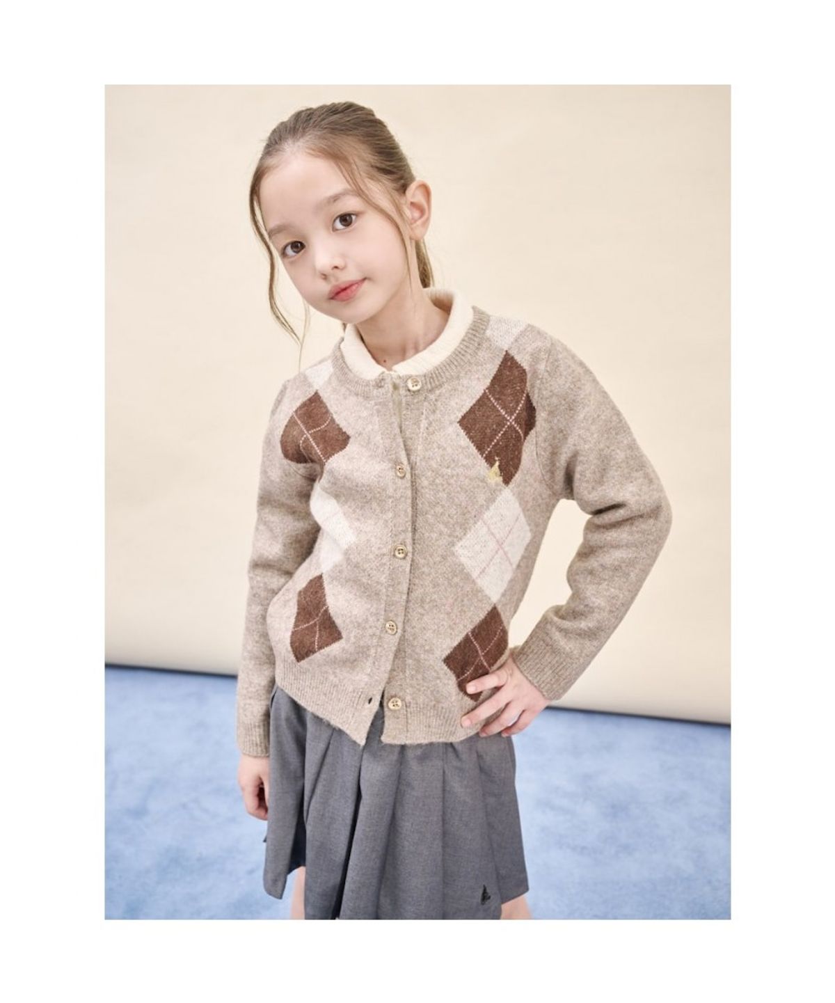 빈폴 키즈(BEANPOLE KIDS) 여아 아가일 카디건  베이지 (BI5X5AG01A)