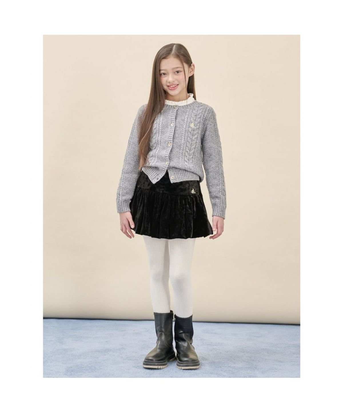 빈폴 키즈(BEANPOLE KIDS) [Essential] 여아 울혼방 케이블 카디건  그레이 (BI5X5AGE13)