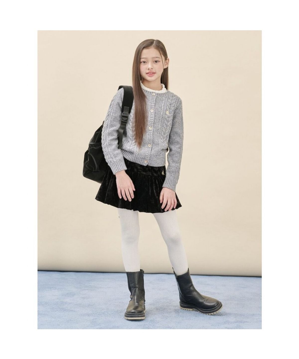 빈폴 키즈(BEANPOLE KIDS) [Essential] 여아 울혼방 케이블 카디건  그레이 (BI5X5AGE13)