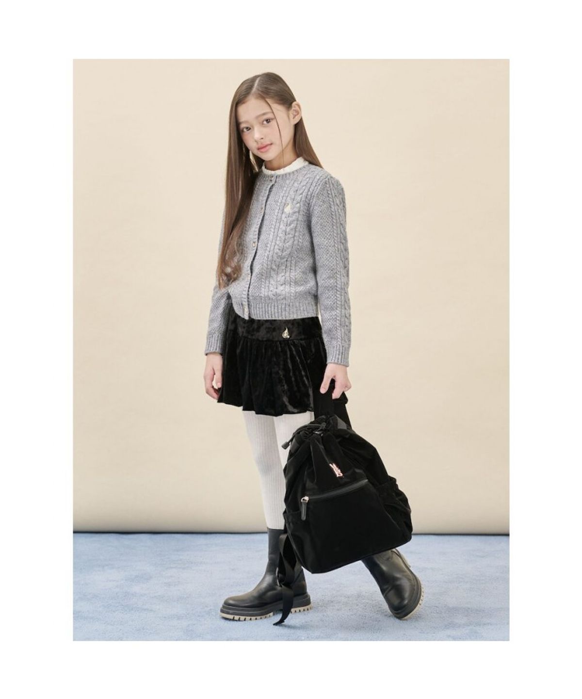빈폴 키즈(BEANPOLE KIDS) [Essential] 여아 울혼방 케이블 카디건  그레이 (BI5X5AGE13)